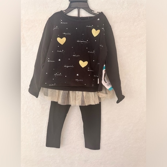 BCBG Other - BCBG Girls’ Foil Heart Bonjour 2 Piece Tutu Leggings Set Outfit Size 4T